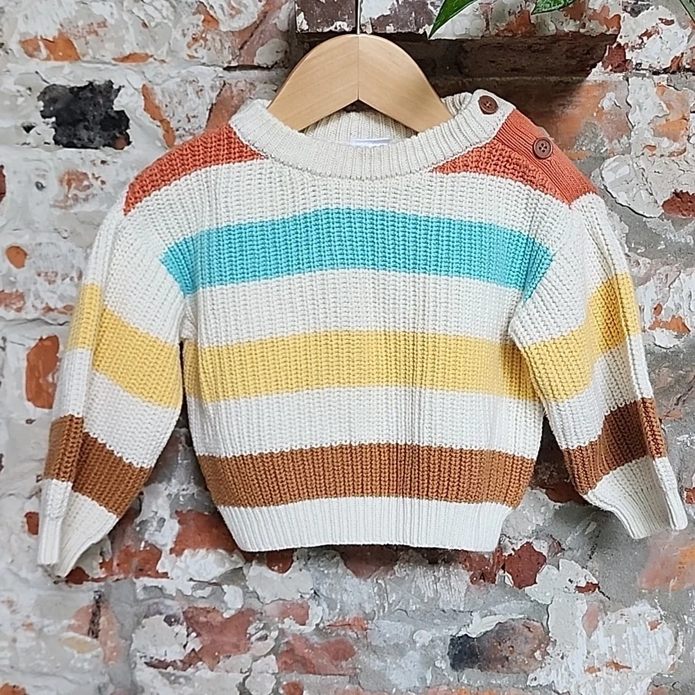 Indigo Striped Cotton Sweater 18-24 M - Picture 1 of 3